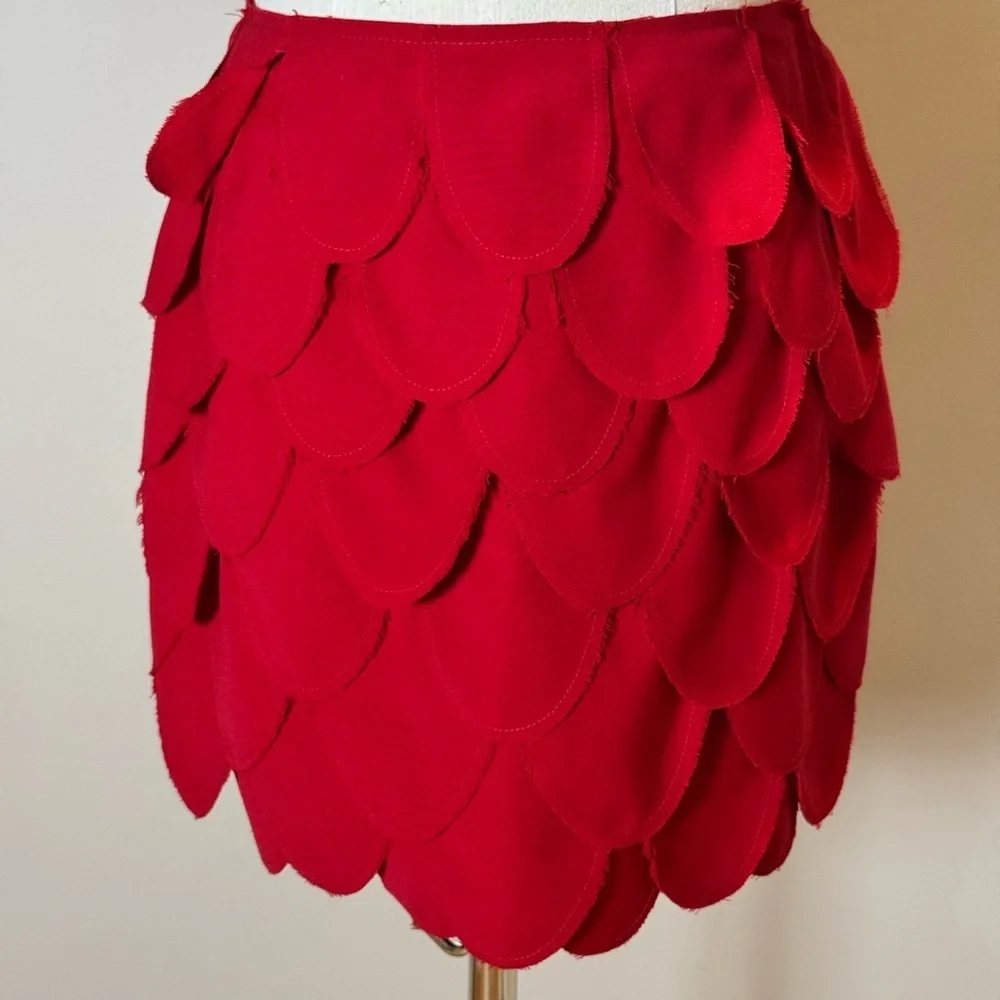 Vintage Moschino Cheap & Chic Red Petal Mini Skirt Size 6